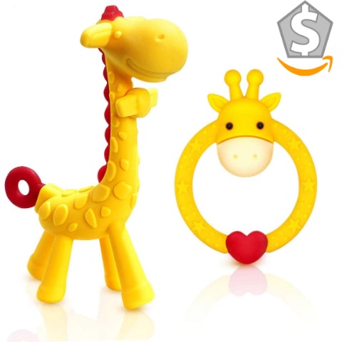 Silicone Giraffe and Giraffe Ring Baby Teething Toy